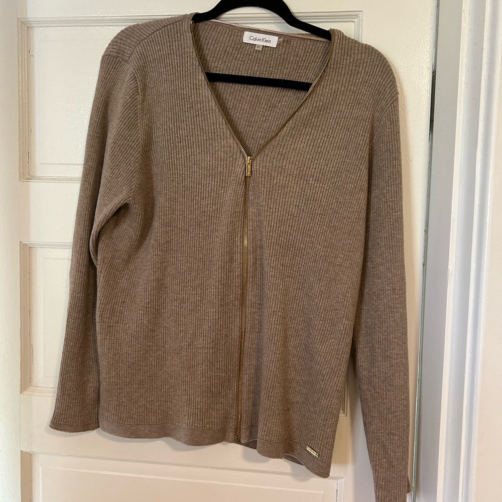 Calvin Klein Zipper Front Sweater Top